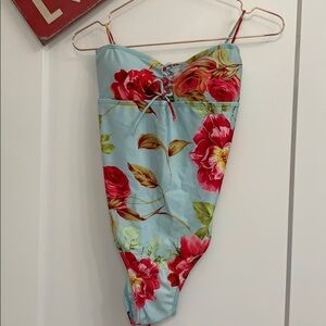 Light blue with flowers swimsuit